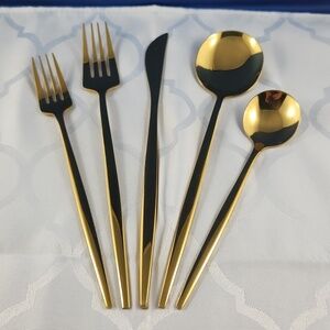 Elegant Golden Stainless Steel 20-pce Cutlery Flatware Silverware Set